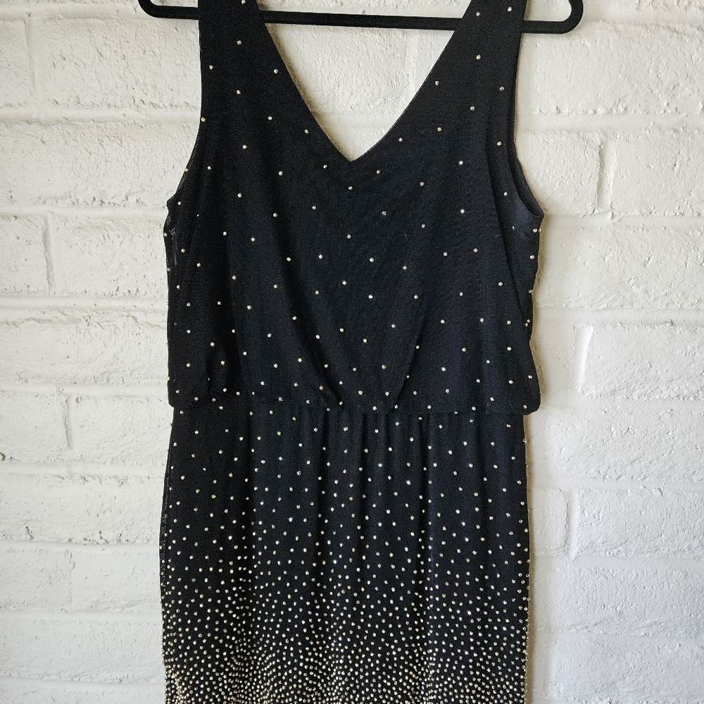 Gold studded black cocktail party dress size 14